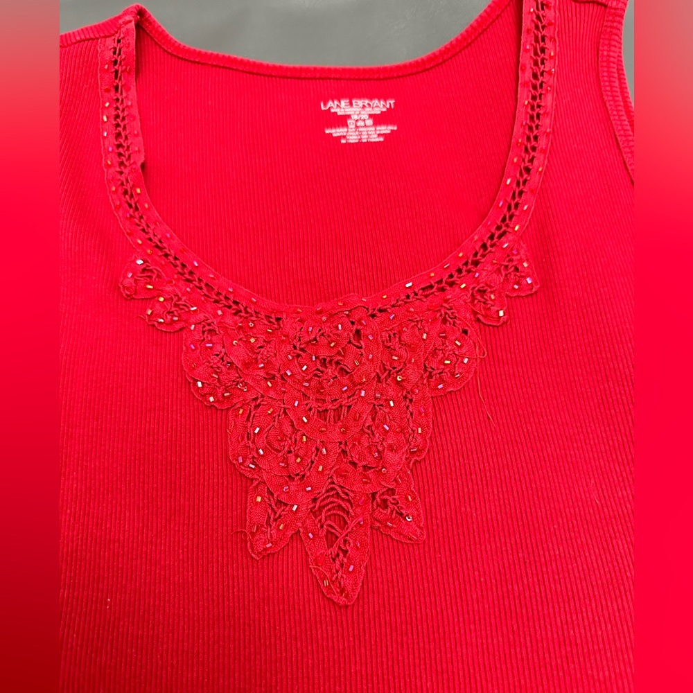 Lane Bryant Tank Top With Beading 18/20 Red